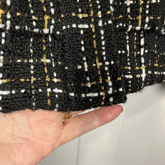 On 34th Womens Bomber Jacket Black/Gold XS Front Zip Pockets Mock Neck Sparkly - Picture 5 of 13